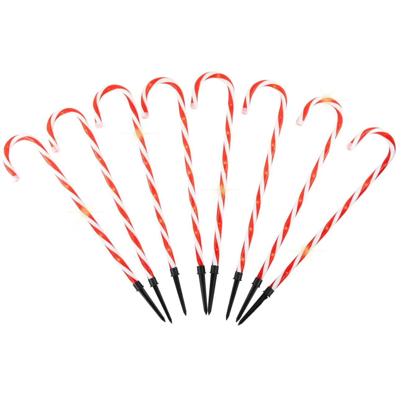 Best 8ct Textured Candy Cane Christmas Pathway Marker Lawn Stakes Candy