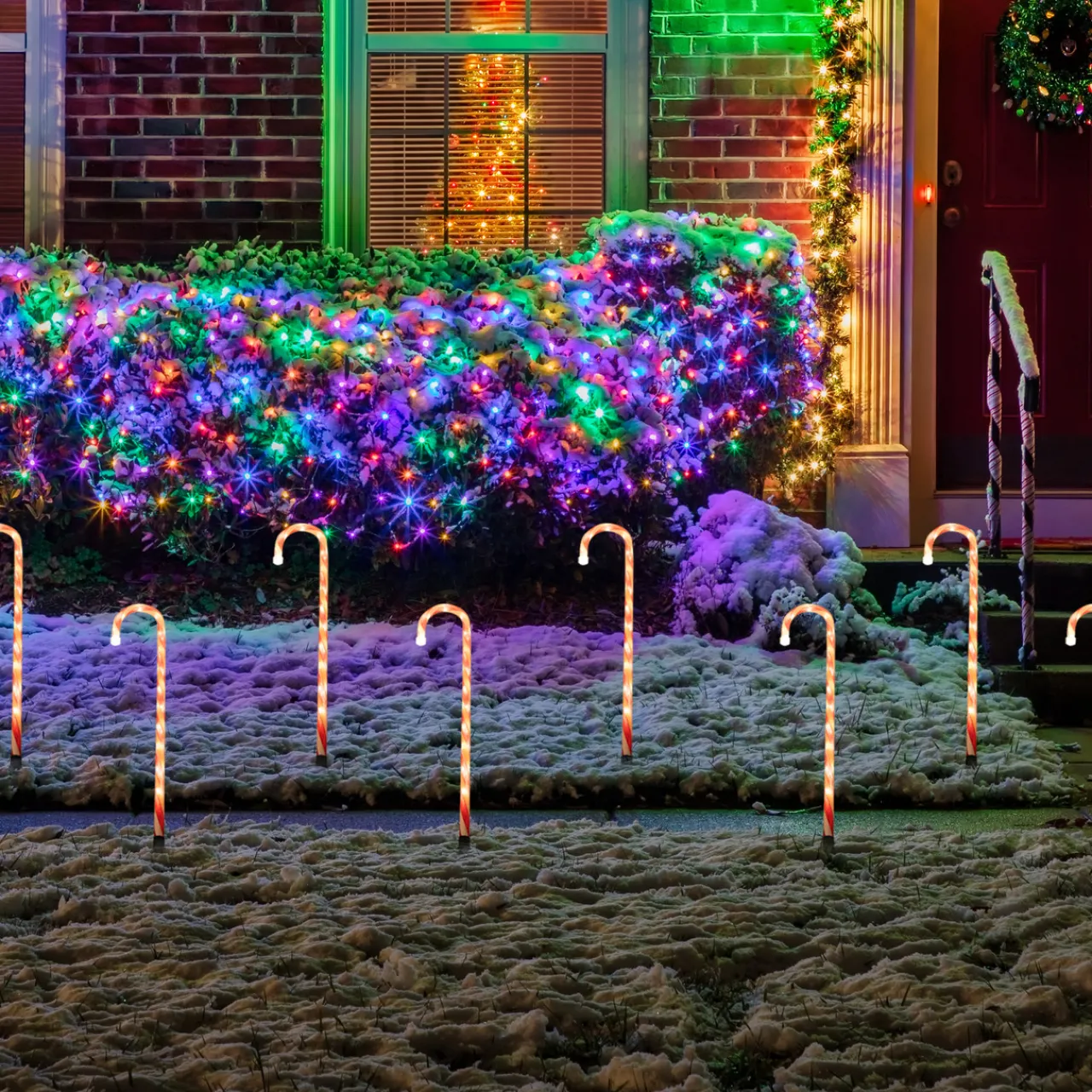 Best 8ct Textured Candy Cane Christmas Pathway Marker Lawn Stakes Candy