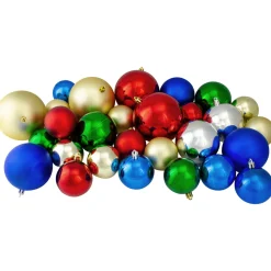 Clearance 50ct Traditional Multi Shatterproof 2-Finish Christmas Ball Ornaments 4" (100mm) Shatterproof Balls|Ball Ornaments