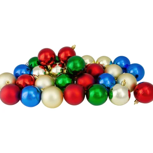 Clearance 50ct Traditional Multi Shatterproof 2-Finish Christmas Ball Ornaments 4" (100mm) Shatterproof Balls|Ball Ornaments