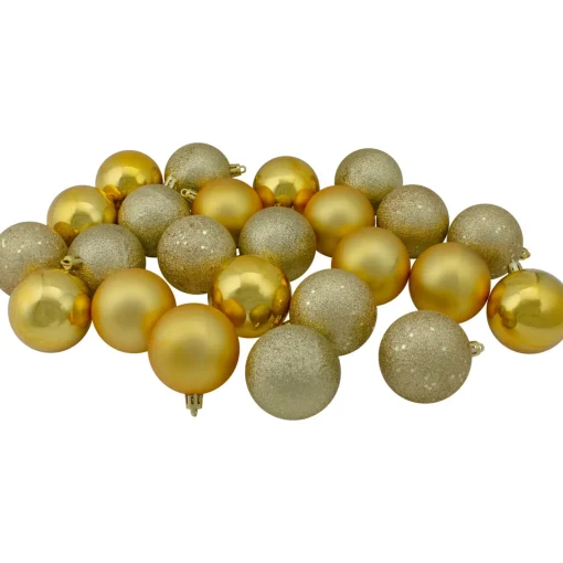 Best 24ct Vegas Gold Shatterproof 4-Finish Christmas Ball Ornaments 2.5" (60mm) Shatterproof Balls|Ball Ornaments