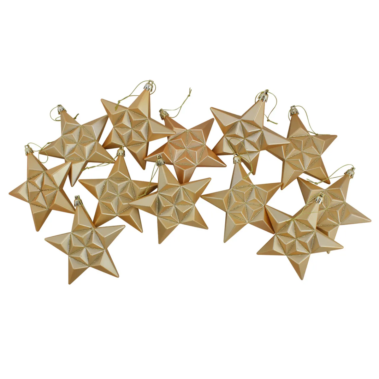 Discount 12ct Vegas Gold Shatterproof 2-Finish Christmas Star Ornaments 5" Symbols