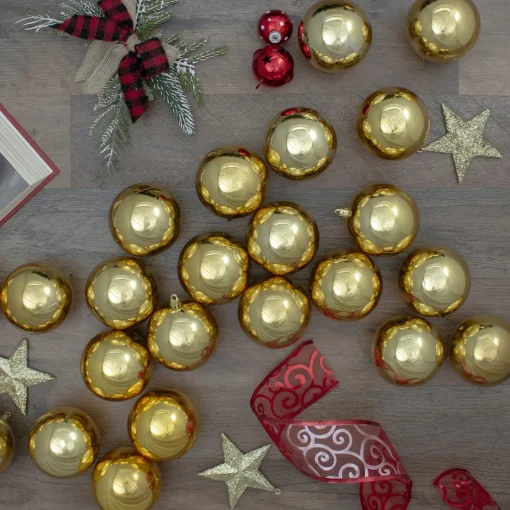 Hot 60ct Vegas Gold Shatterproof Shiny Christmas Ball Ornaments 2.5" (60mm) Shatterproof Balls|Ball Ornaments