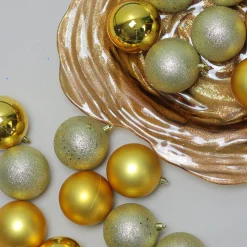 Clearance 32ct Vegas Gold Shatterproof 4-Finish Christmas Ball Ornaments 3.25" (80mm) Shatterproof Balls|Ball Ornaments