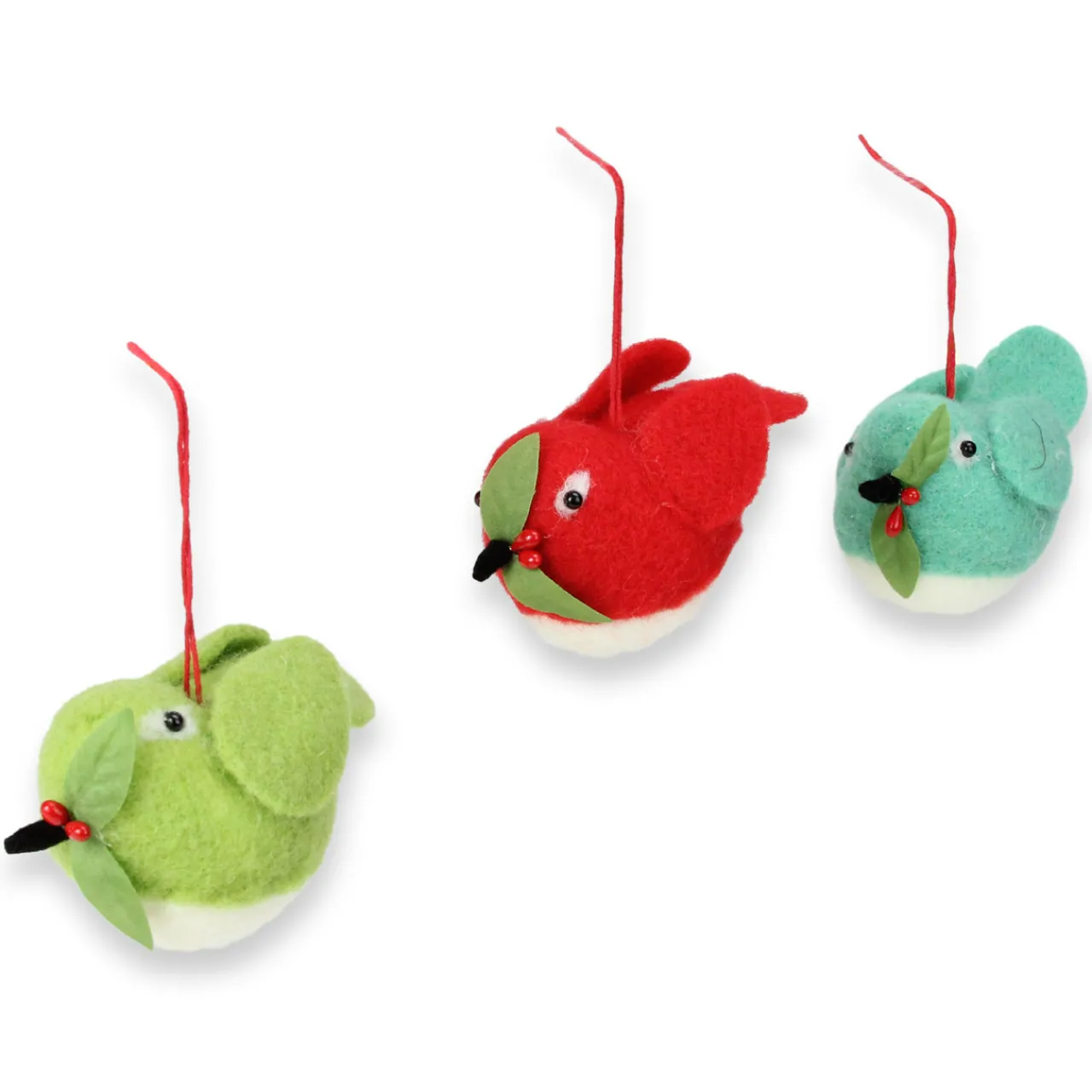 Online 3ct Vibrantly Colored Birds with Holly Berries Christmas Ornaments 5" Animals
