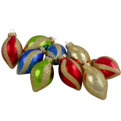 Online 9ct Vibrantly Colored 2-Finish Swirls Glass Christmas Finial Ornaments 2" Finials|Pendants