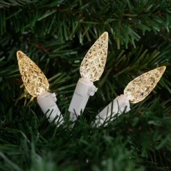 Outlet 70ct Warm White Faceted LED C6 Christmas Lights, 23ft White Wire C5 & C6 Lights