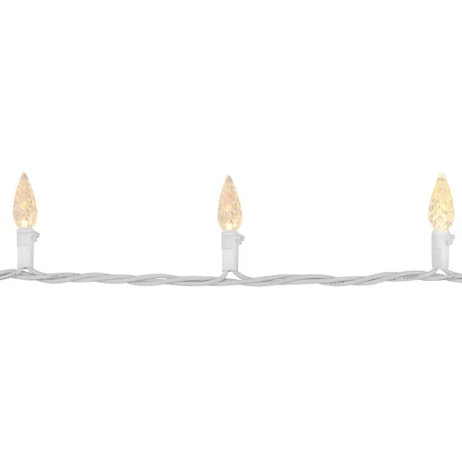 Outlet 70ct Warm White Faceted LED C6 Christmas Lights, 23ft White Wire C5 & C6 Lights