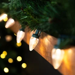 Sale 25ct Warm White LED C7 Christmas Lights - 16ft Green Wire C7 & C9 Lights
