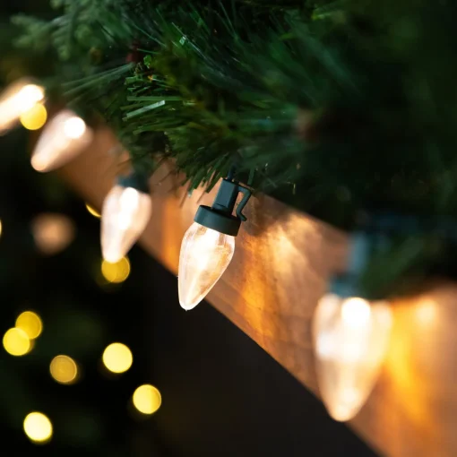Sale 25ct Warm White LED C7 Christmas Lights - 16ft Green Wire C7 & C9 Lights