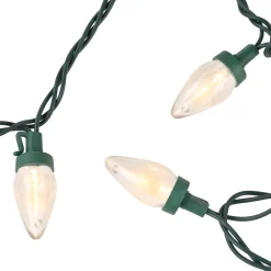 Sale 25ct Warm White LED C7 Christmas Lights - 16ft Green Wire C7 & C9 Lights
