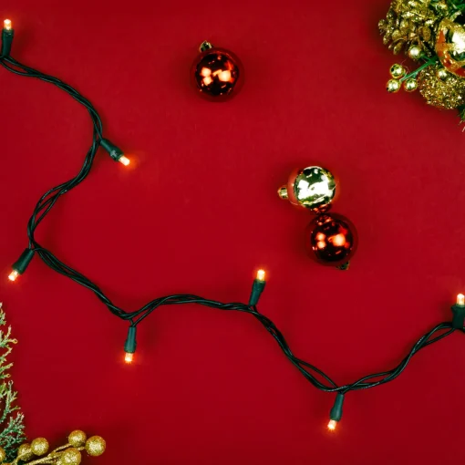 Best 50ct Warm White LED Wide Angle Christmas Lights - 16.25ft, Black Wire Led