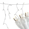 Hot 100ct Warm White LED Wide Angle Icicle Christmas Lights, White Wire Icicles