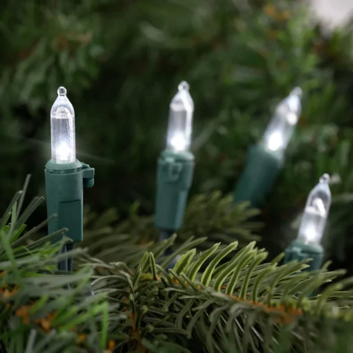 New 35ct White LED Mini Christmas Lights - 11.25ft Green Wire Led