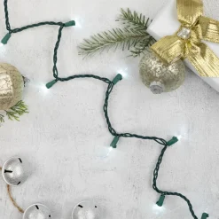 New 35ct White LED Mini Christmas Lights - 11.25ft Green Wire Led