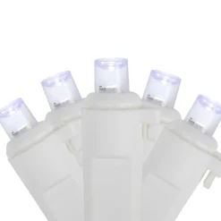 50ct White LED Wide Angle Christmas String Lights, 16.25ft White Wire Led