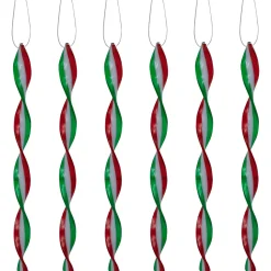 Hot 6ct White, Red and Green Candy Swirl Christmas Ornaments 8" Food & Beverage