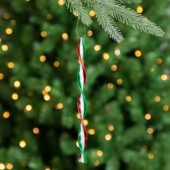 Hot 6ct White, Red and Green Candy Swirl Christmas Ornaments 8" Food & Beverage