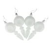 Hot 4ct White Retro Reflector Shatterproof Matte Christmas Finial Ornaments 7.5" Finials|Pendants