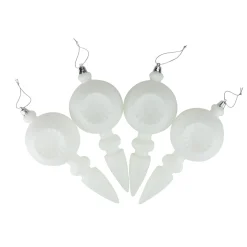 Hot 4ct White Retro Reflector Shatterproof Matte Christmas Finial Ornaments 7.5" Finials|Pendants