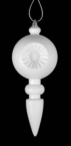 Hot 4ct White Retro Reflector Shatterproof Matte Christmas Finial Ornaments 7.5" Finials|Pendants