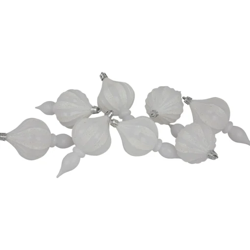Best 8ct White Shatterproof Finial Christmas Ornaments, 4.75" Shatterproof Balls|Ball Ornaments