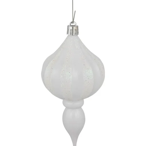 Best 8ct White Shatterproof Finial Christmas Ornaments, 4.75" Shatterproof Balls|Ball Ornaments