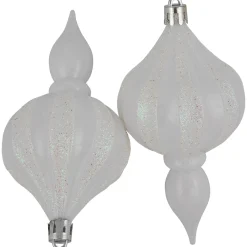 Best 8ct White Shatterproof Finial Christmas Ornaments, 4.75