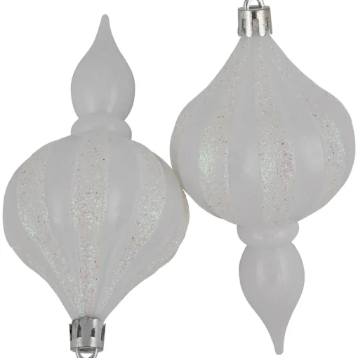Best 8ct White Shatterproof Finial Christmas Ornaments, 4.75" Shatterproof Balls|Ball Ornaments