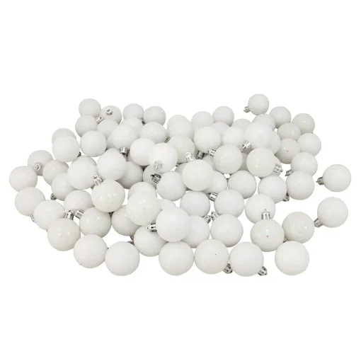Discount 96ct White Shatterproof 4-Finish Christmas Ball Ornaments 1.5" (40mm) Shatterproof Balls