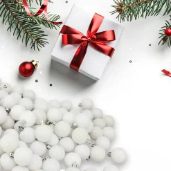 Discount 96ct White Shatterproof 4-Finish Christmas Ball Ornaments 1.5