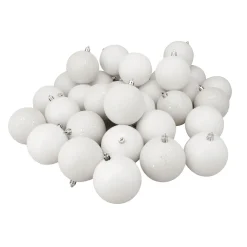 Online 32ct Winter White 4-Finish Shatterproof Christmas Ball Ornaments 3.25" (80mm) Shatterproof Balls|Ball Ornaments