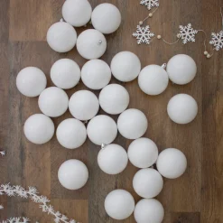 Discount 32ct Winter White Shatterproof Shiny Christmas Ball Ornaments 3.25 inches 80mm Shatterproof Balls|Ball Ornaments