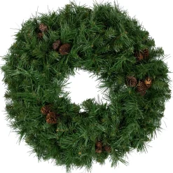 Dakota Red Pine Artificial Christmas Wreath with Pine Cones - 24" - Unlit Unlit