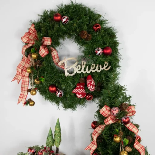 Dakota Red Pine Artificial Christmas Wreath with Pine Cones - 24" - Unlit Unlit