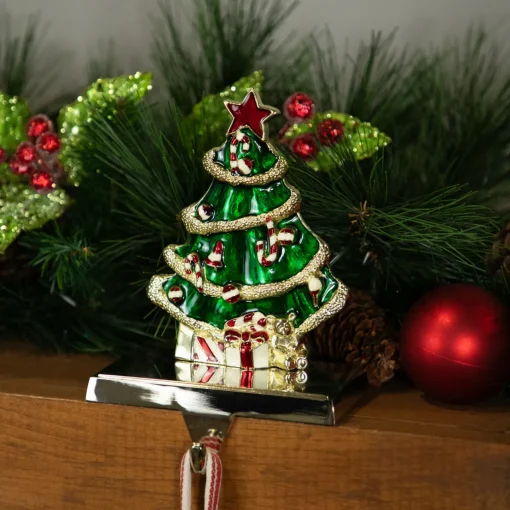 Clearance Decorated Christmas Tree Metal Stocking Holder - 6" Stocking Holders