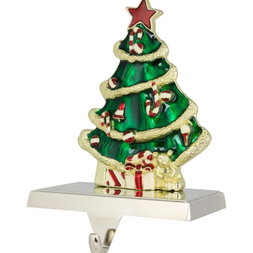 Clearance Decorated Christmas Tree Metal Stocking Holder - 6" Stocking Holders