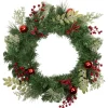 Discount Decorated Frosted Pine and Pine Cone Artificial Christmas Wreath, 24-Inch, Unlit Pre Decorated
