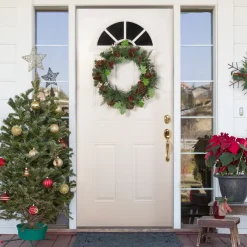 Decorated Natural Pine and Berry Artificial Christmas Wreath, 24-Inch, Unlit Pre Decorated