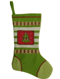 Outlet Embellished Green Felt Patchwork Christmas Tree Holiday Stocking Stockings