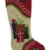Clearance Embellished Ivory & Red Felt Wrapped Gifts Christmas Holiday Stocking Stockings