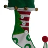 Hot Embellished Stripe Felt Elf Style Jingle Bells Christmas Holiday Stocking Stockings