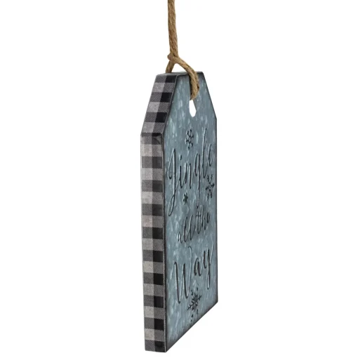 Best Embossed Metal "Jingle All The Way" Christmas Wall Sign - 12" - Silver Door