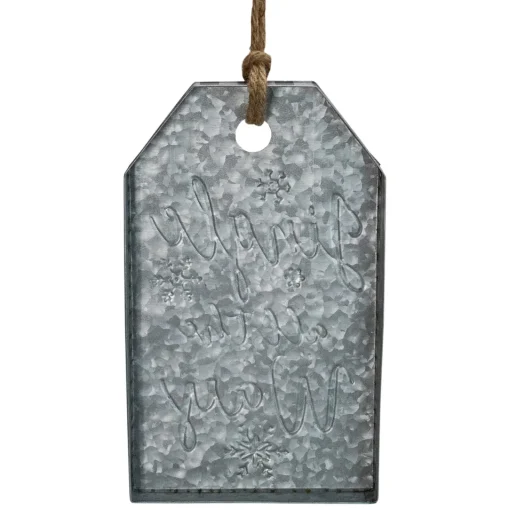 Best Embossed Metal "Jingle All The Way" Christmas Wall Sign - 12" - Silver Door