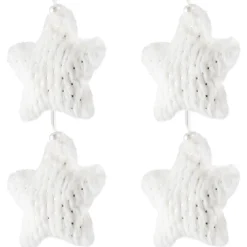 Faux Fur Star Christmas Ornaments - 4.75