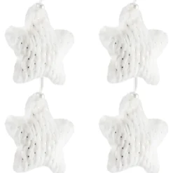 Faux Fur Star Christmas Ornaments - 4.75