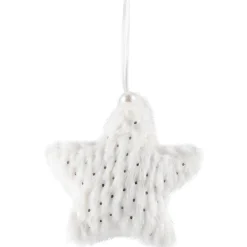 Faux Fur Star Christmas Ornaments - 4.75