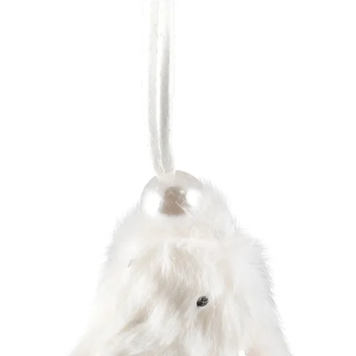 Faux Fur Star Christmas Ornaments - 4.75" - White - Set of 4 Symbols