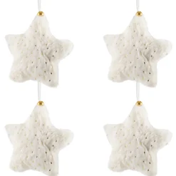 Hot Faux Fur Star Plush Christmas Ornaments - 4.75