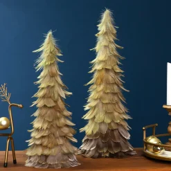 Sale Feather Layered Cone Tree Christmas Decoration - 19.5